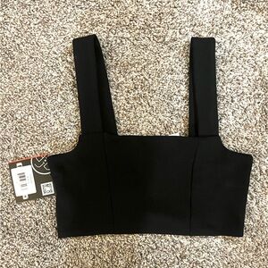 NWT BBJ Los Angeles Black square neck fashion bralette crop top sz S